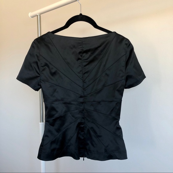 Vintage Black Peplum Short Sleeve Blouse - Picture 2 of 5
